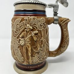 Avon 1994 Country Western Music Stein Beer Mug Pewter Lid Brazil Collectible