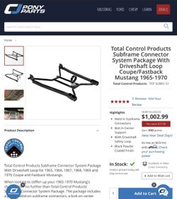 67 68 Ford Mustang TCI Subframe Reinforcement