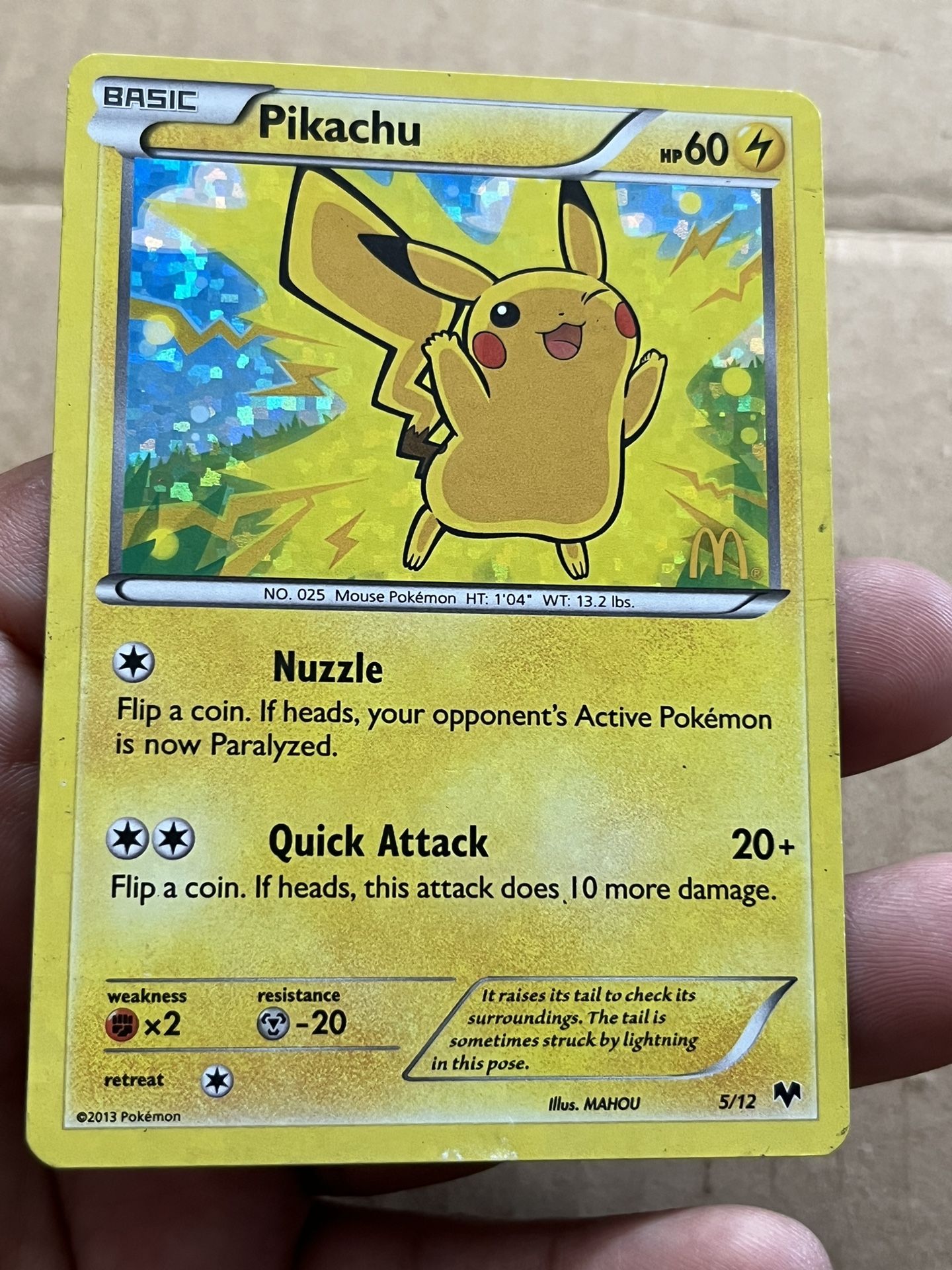 Pokemon TCG Pikachu McDonalds 2013 Promo 5/12 RARE Holo Foil LP rare happy meal