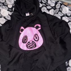 Pink glitter bear hoodie size large 
