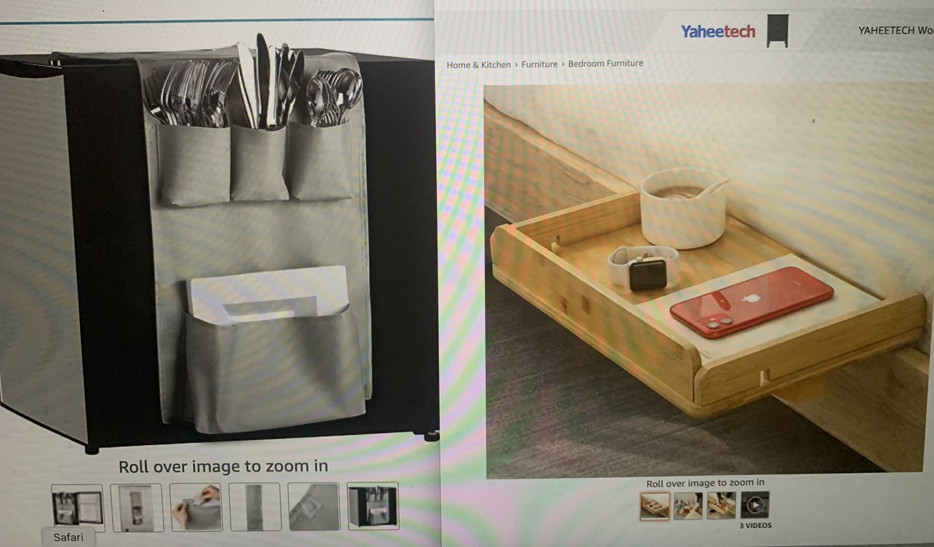 Dorm room combo Bedside Shelf & Over Fridge Caddy Organizer
