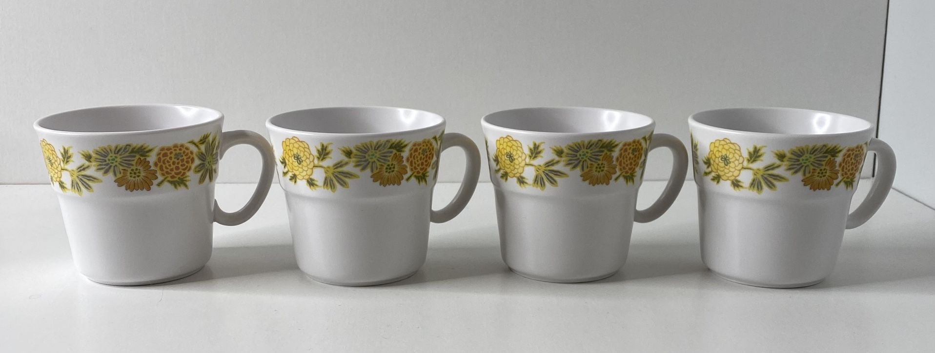 VTG Noritake Progression China Sunny Side 9003 Japan Coffee Tea Cup Mug Set of 4