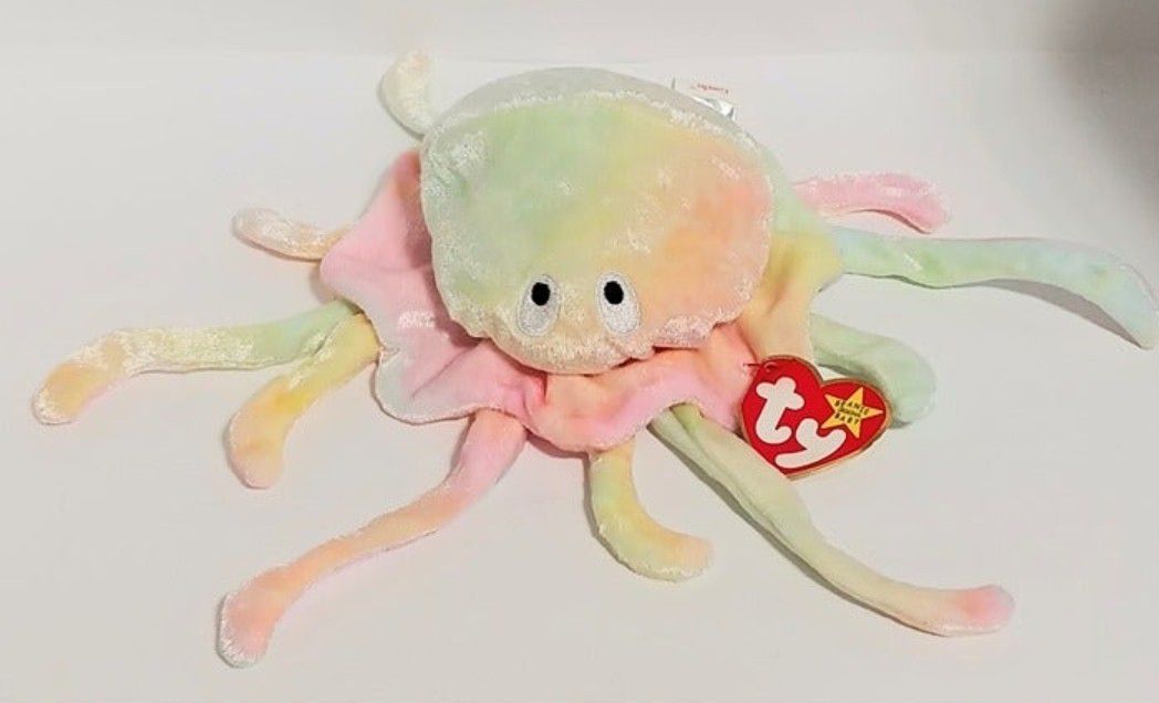 Goochy the Rainbow(pink) Jelly Fish/Octopus, Beanie Baby 1998/99 swing tag ERROR