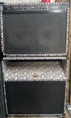 Ampeg g212 with bottom custom 2x12 cab. All fender pyle speakers.