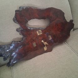 Burl Wood Slab Clock 30" wide