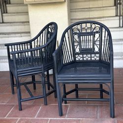 Gorgeous Vintage Bamboo Cane Accent Or Patio Chairs $187.00 Each