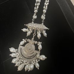 Indian/Pakistani silver plated long necklace