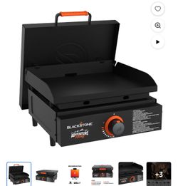 Blackstone Adventure Ready Plancha para Exteriores, Parrilla de Superficie Plana de Propano de un Solo Quemador de 17", Negra