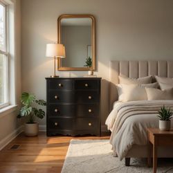 Black Distressed Solid Wood Dresser