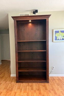 Dark Wood Bookcase with Built-in Light