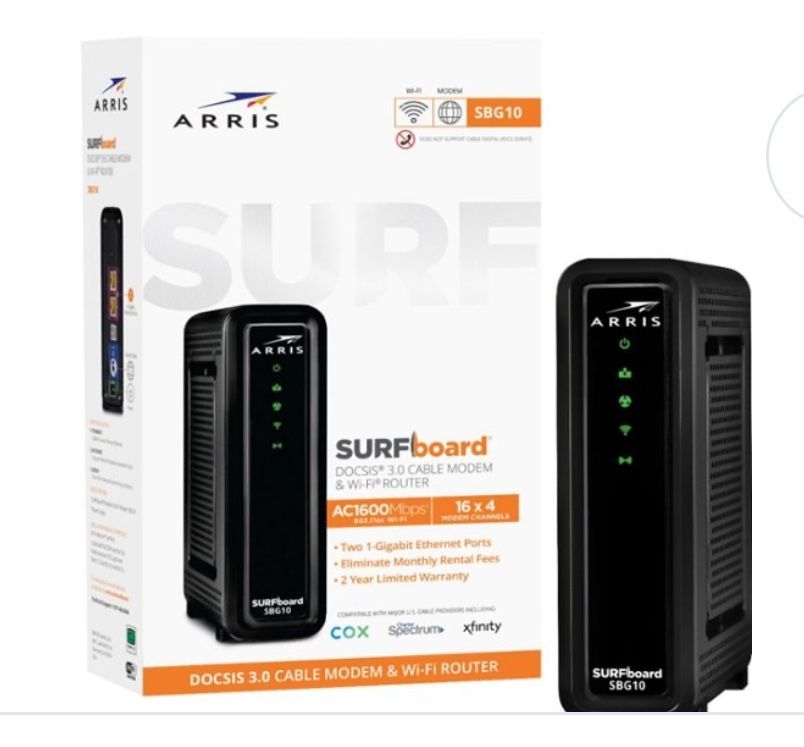 ARRIS - SURFboard 16 x 4 DOCSIS 3.0 Cable Modem & AC1600 Wi-Fi Router - Black