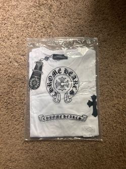 Chrome Hearts white t-shirt with black cross graphic, Size M
