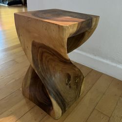 Modern Solid Wood Twist Side Table