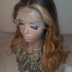1b/Ginger/Blonde Ombre Balayage Middle Part Lace Wig