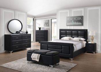 Black 5 Piece Contemporary Platform Bedroom Set - QUEEN OR KNG (NO CREDIT CHECK FINANCING AVAILABLE)