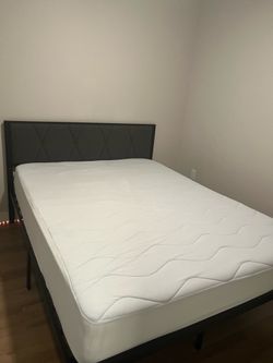 Queen size Bed with Soft pillow headboard and set up