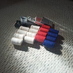 Poker Chips & 5 Decks Of Cards