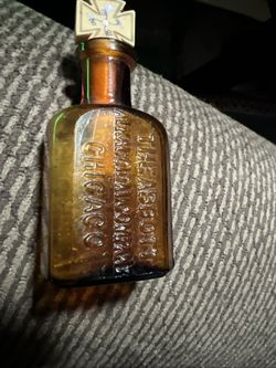 Antique Abbott ALKALOIDAL Co. Medicine Bottle Chicago IL Illinois Amber BIM