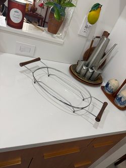 Mid Century Modern Casserole Serving Dish Holder/Caddy, Oval