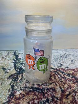 Vintage M&M 1984 Los Angeles USA Olympic Games Commemorative Candy Glass Jar.