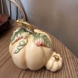 Lenox Double Pumpkins Porcelain Gold Gilt Figure Handcrafted in Thailand 