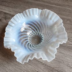 Vintage Frosted Wavy Swirl Glass Bowl