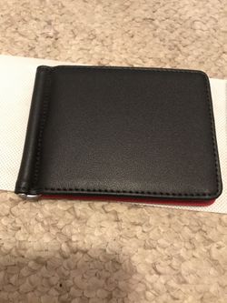 Leather money clip with cards holder/ ID holder