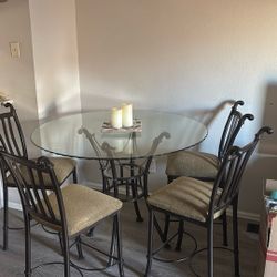 Glass Table With 4 Piece Chair Set.