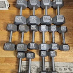 Hex Dumbbells – Pairs from 10lb to 40lb – $1/lb