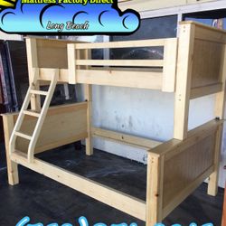 Twin Full Natural Bunk Bed With Mattresses Colchones Nuevos 