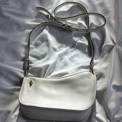 Coach white leather shoulder bag gold hardware minimalist purse