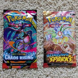 NEW Pokemon Trading Card Game TCG Mega Evolution Chaos Rising and Scarlet & Violet Surging Sparks booster packs with 10 cards