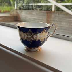 Vintage Aynsley Cobalt Blue Tea Cup Gold Filigree 