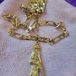Cadena Y Medalla De Santa Oro Laminado 