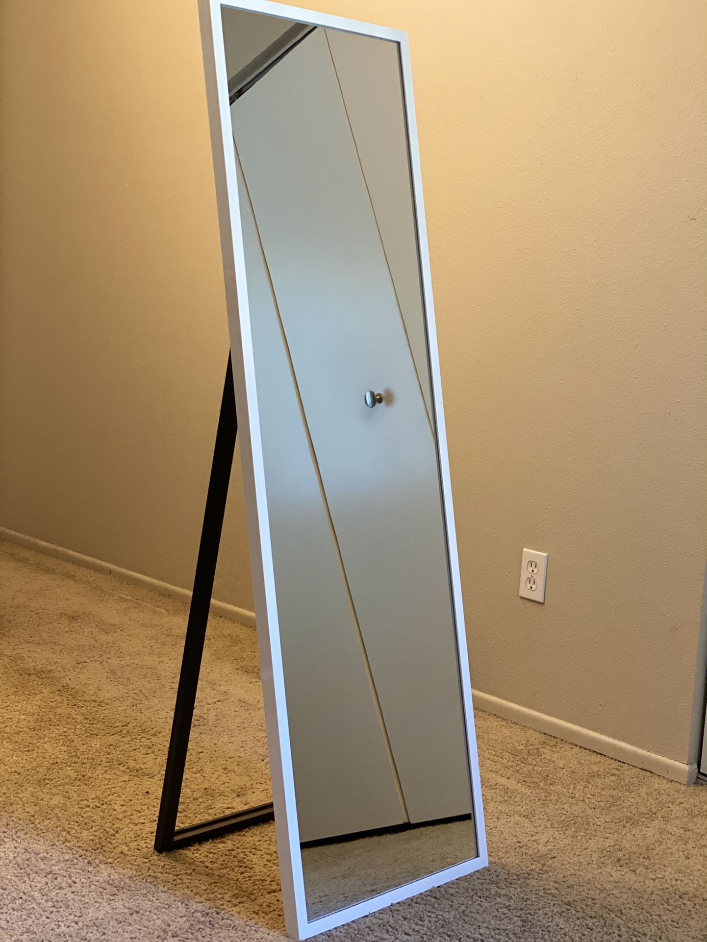 Gallery Solutions Framed Floor Free Standing Easel Full Length Mirror, 16" x 57", White