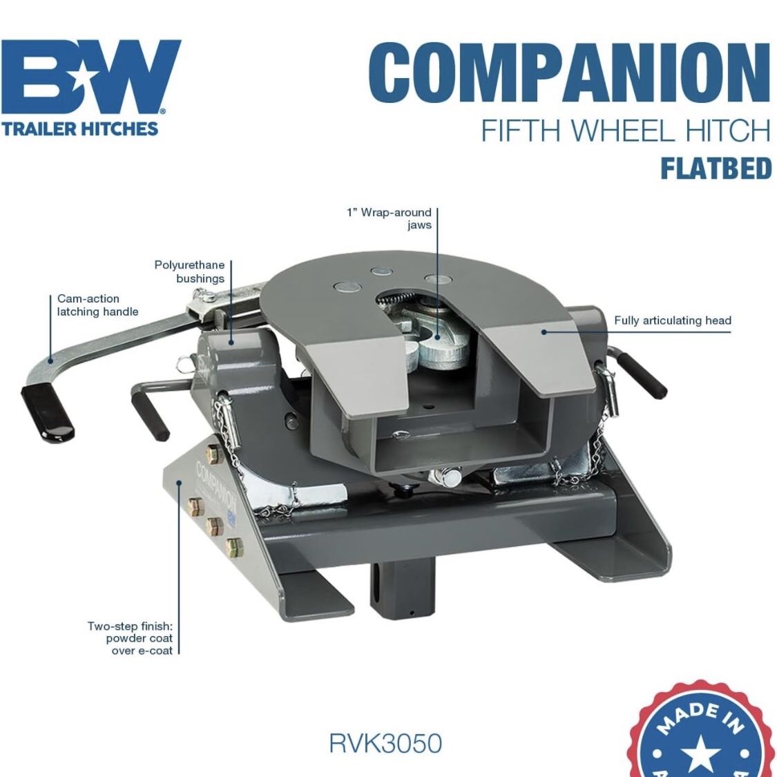 NEW - B & W Hitch Companion Slider Fifth Wheel Hitch RVK3500, Turnover-ball Gooseneck Hitch