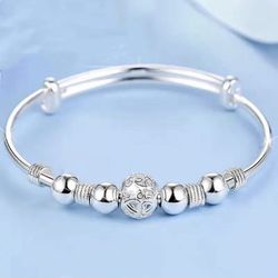 925 Sterling Silver Bracelets For Women Lucky Beads Bangles