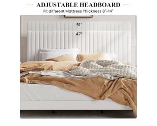 Cama King SHA CERLIN – Tapizada, Moderna, Cabecera Ajustable, Súper Resistente