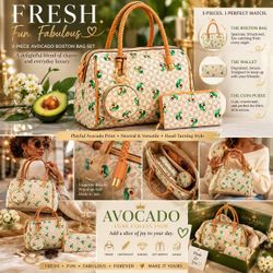 Extra, Never Basic — 3-Piece Avocado Boston Bag Handbag  Set