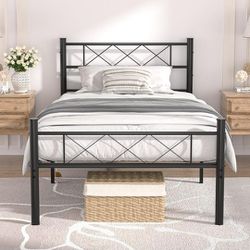 Twin Size Black Metal Bed Frame