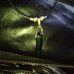 Green Stone And Silver Necklace 