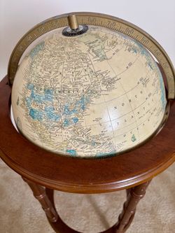 Vintage World Globe on Wooden Stand