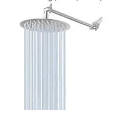 6816: New Rain Shower Head with 11'' Adjustable Arm, High Pressure Stainless Steel Rainfall Shower, Ultra-Thin Design - Pressure Boosting (8 Inch, Nic