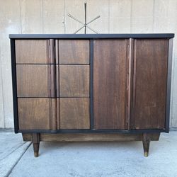 Gorgeous Mid century black & walnut dresser, console or cabinet 
