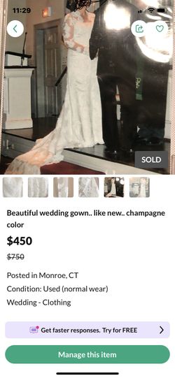 Beautiful wedding gown.. like new.. champagne color