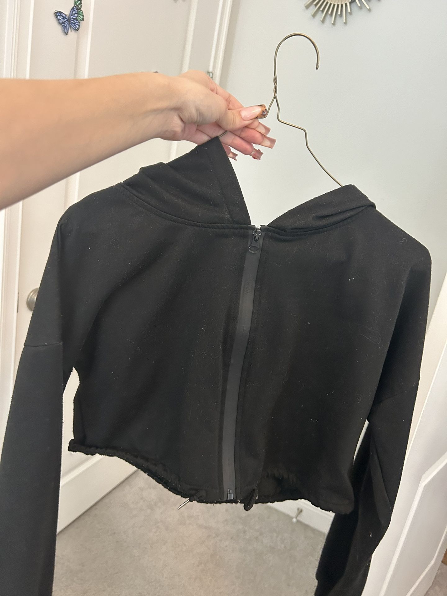 Black Cropped Hoodie