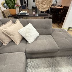 Modern Gray Sectional Sofa with Storage – Excellent Condition