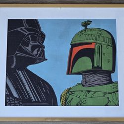 Framed Star Wars Art Print – Darth Vader vs. Boba Fett