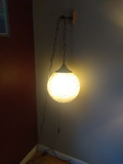 Mid Century Modern Pebble Swag Globe Light Plug -In (Works) Negotiable!