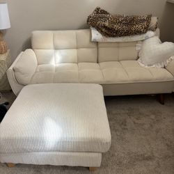 White Futon And Ottoman 